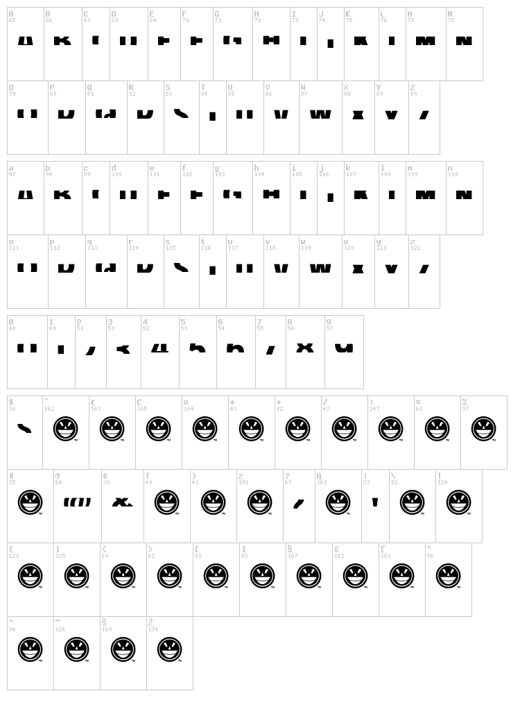 American Purpose font map